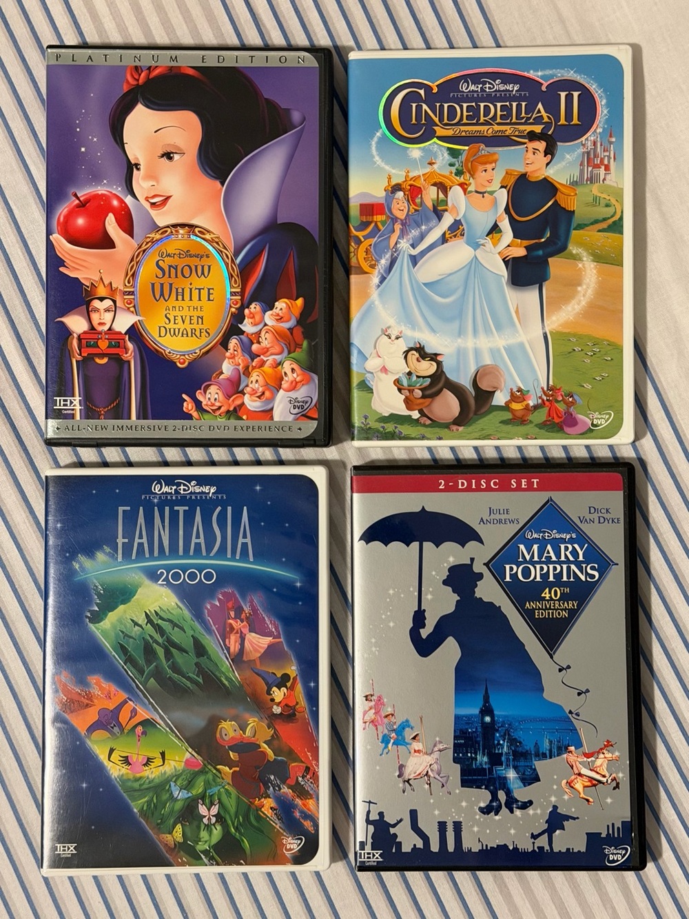 Disney DVD Lot 4 Snow White Platinum Fantasia 2000 Cinderella Mary Poppins
